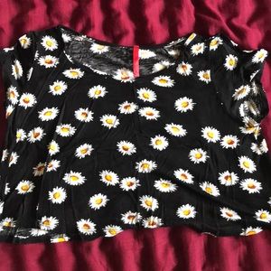 Black floral crop top